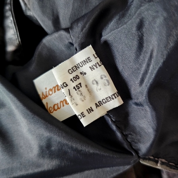 Vintage Oleg Cassini Genuine Leather Black Blazer Jacket - Picture 9 of 16